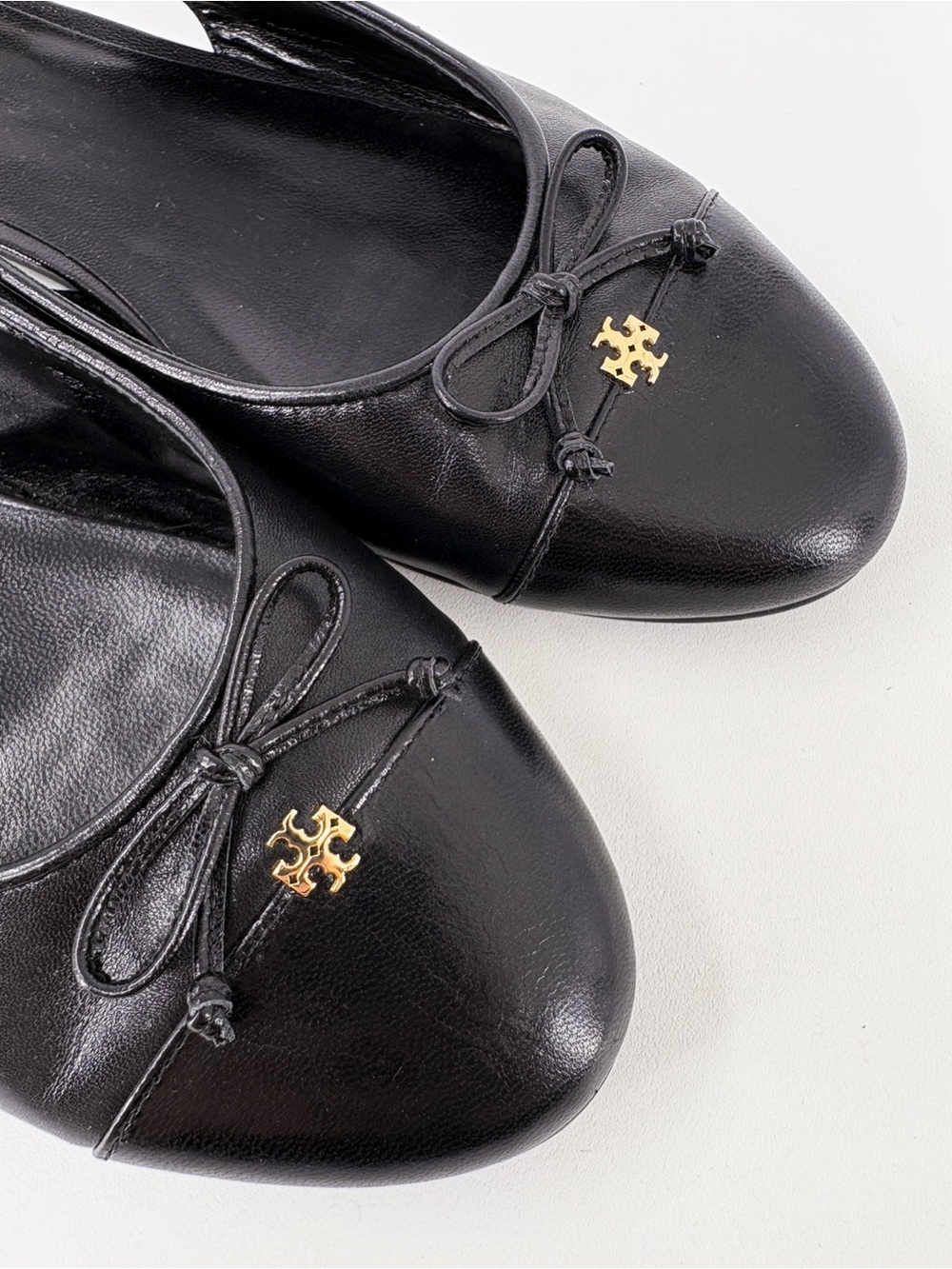 TORY BURCH Black Leather Cap Toe Slingback Ballet Flats 8.5 - Picture 9 of 16
